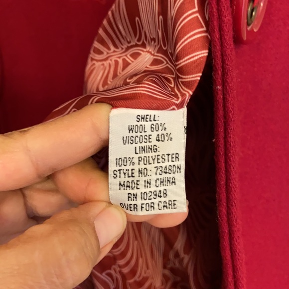 Red Wool Blend Fall Coat - Picture 7 of 8